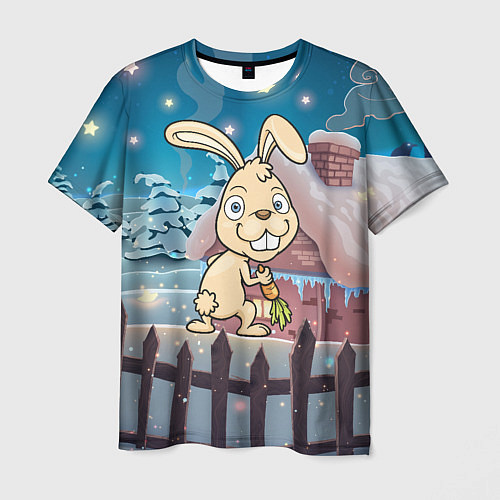 Мужская футболка Кролик с морковкой - символ 2023 / 3D-принт – фото 1