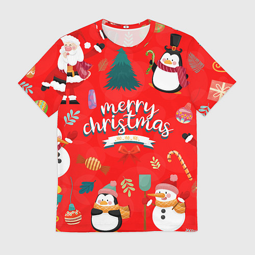 Мужская футболка Merry christmas art / 3D-принт – фото 1