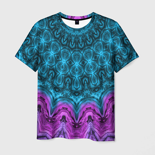 Мужская футболка Малиново-синий орнамент калейдоскоп / 3D-принт – фото 1