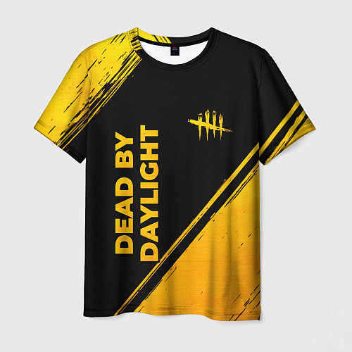 Мужская футболка Dead by Daylight - gold gradient: надпись, символ / 3D-принт – фото 1