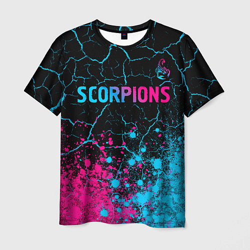 Мужская футболка Scorpions - neon gradient: символ сверху / 3D-принт – фото 1