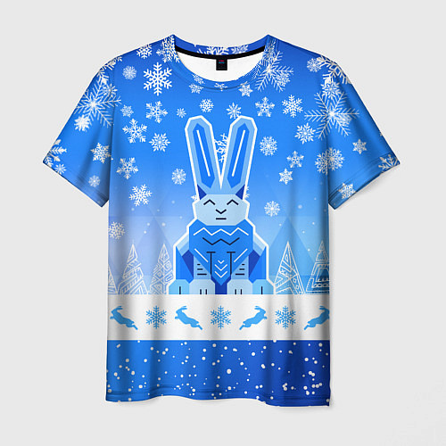Мужская футболка Геометрический кролик / 3D-принт – фото 1