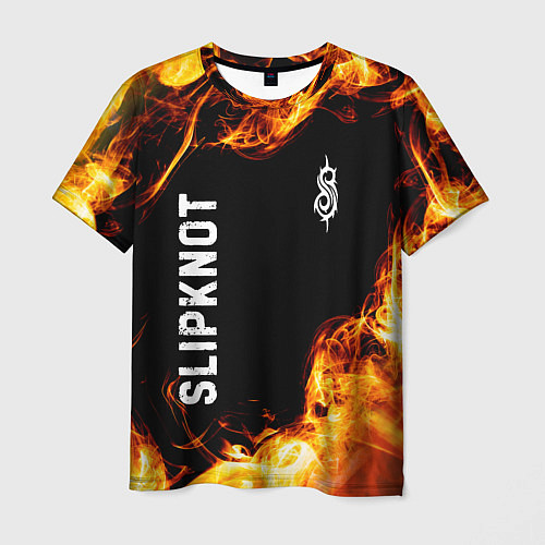Мужская футболка Slipknot и пылающий огонь / 3D-принт – фото 1