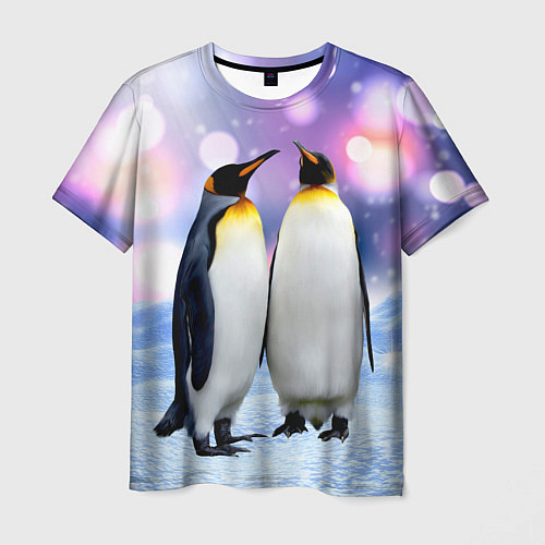 Мужская футболка Пингвины на снегу / 3D-принт – фото 1