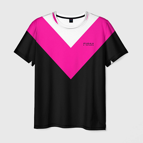 Мужская футболка FIRM черный с розовой вставкой / 3D-принт – фото 1