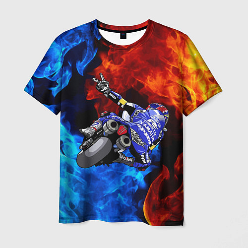 Мужская футболка Yamaha мотогонки - огонь инь-янь / 3D-принт – фото 1