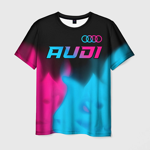 Мужская футболка Audi - neon gradient: символ сверху / 3D-принт – фото 1