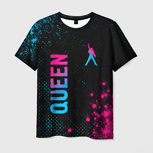 Мужская футболка Queen - neon gradient: надпись, символ / 3D-принт – фото 1