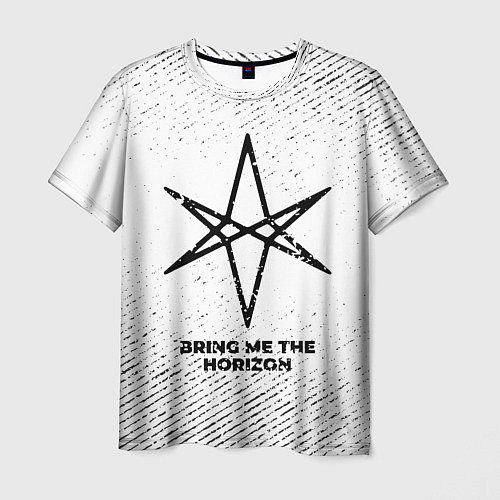 Мужская футболка Bring Me the Horizon с потертостями на светлом фон / 3D-принт – фото 1