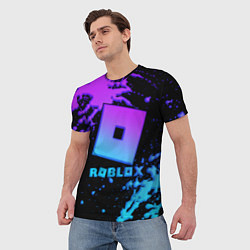 Футболка мужская Roblox logo neon gradient, цвет: 3D-принт — фото 2