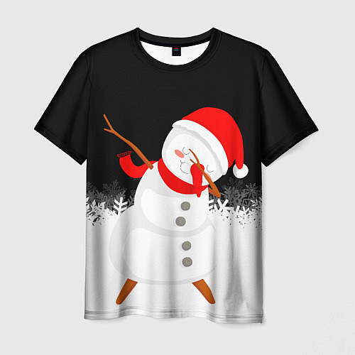 Мужская футболка Снеговик dab / 3D-принт – фото 1