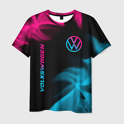 Мужская футболка Volkswagen - neon gradient: надпись, символ