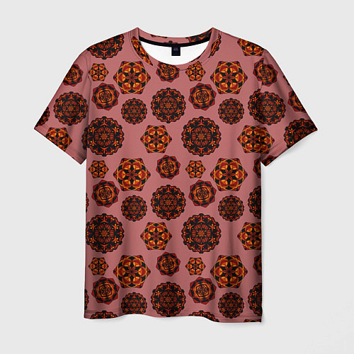 Мужская футболка Мандалы на сливовом фоне / 3D-принт – фото 1