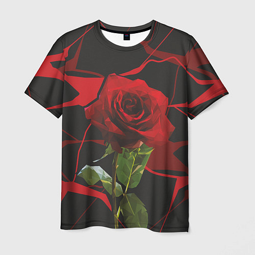 Мужская футболка Одинокая красная роза / 3D-принт – фото 1