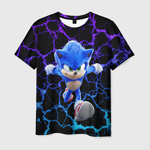 Мужская футболка Sonic неоновый мрамор / 3D-принт – фото 1