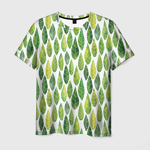 Мужская футболка Акварельные листья / 3D-принт – фото 1