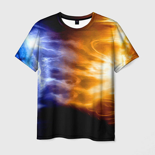 Мужская футболка Борьба двух стихий - лёд и пламя / 3D-принт – фото 1