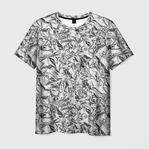 Мужская футболка Текстура мятой алюминиевой фольги / 3D-принт – фото 1