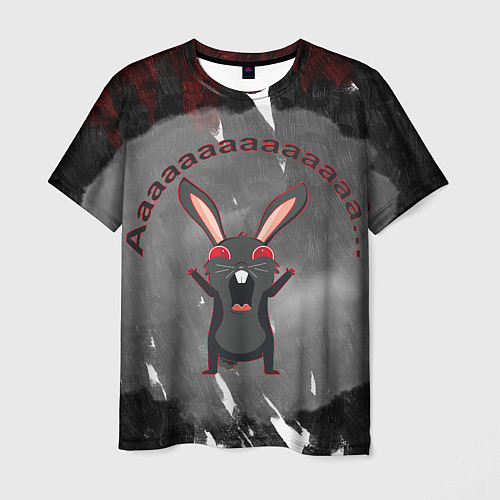 Мужская футболка Черный кролик орет как сумасшедший / 3D-принт – фото 1