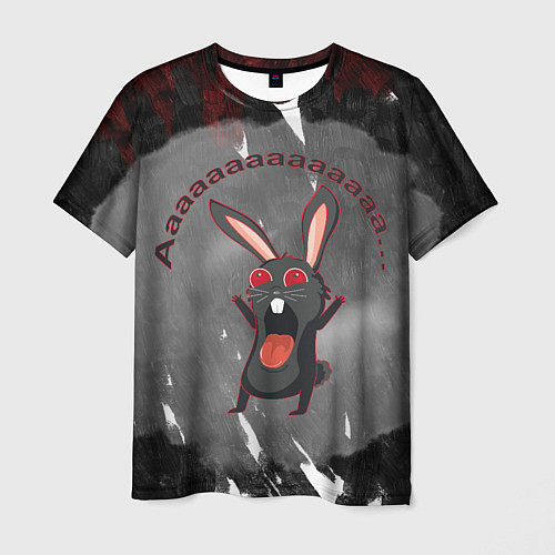 Мужская футболка Черный кролик вопит как сумасшедший / 3D-принт – фото 1