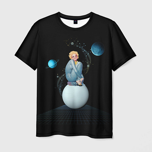 Мужская футболка Pinup женщина на Луне / 3D-принт – фото 1