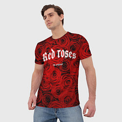 Футболка мужская Красный розы, цвет: 3D-принт — фото 2