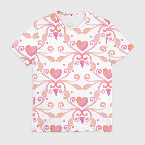 Мужская футболка Винтажные сердечки / 3D-принт – фото 1