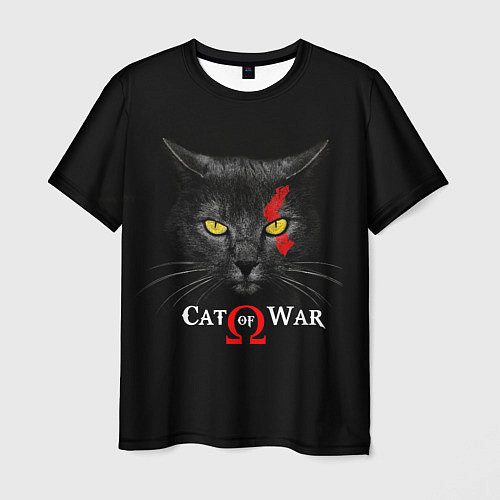 Мужская футболка Cat of war collab / 3D-принт – фото 1