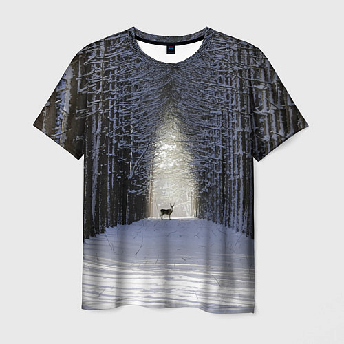 Мужская футболка Олень в зимнем лесу / 3D-принт – фото 1