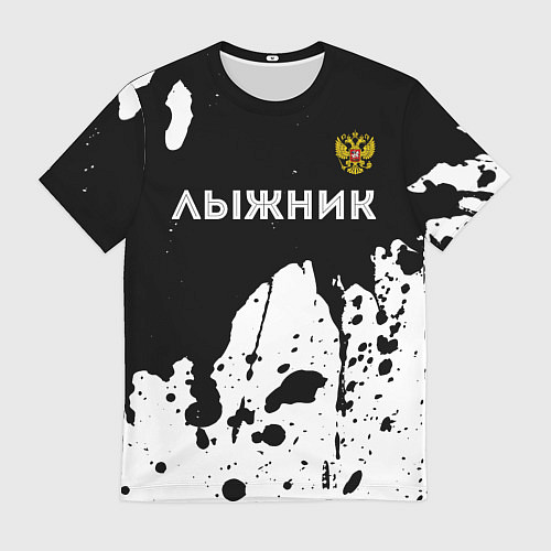Мужская футболка Лыжник из России и герб РФ: символ сверху / 3D-принт – фото 1