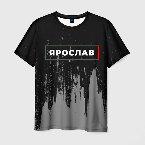 Мужская футболка Ярослав - в красной рамке на темном / 3D-принт – фото 1