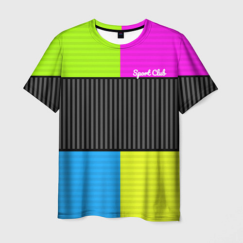 Мужская футболка Лоскутный полосатый принт Арлекино / 3D-принт – фото 1