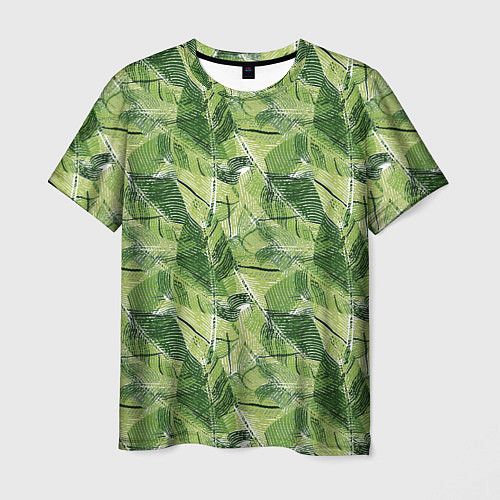 Мужская футболка Милитари листья крупные / 3D-принт – фото 1