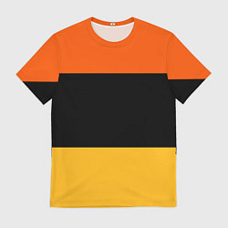 Футболка мужская Полосатый оранжевый с черной и белой полосой, цвет: 3D-принт