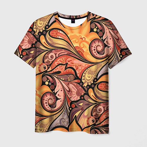 Мужская футболка Multicolored branching floral patterns / 3D-принт – фото 1