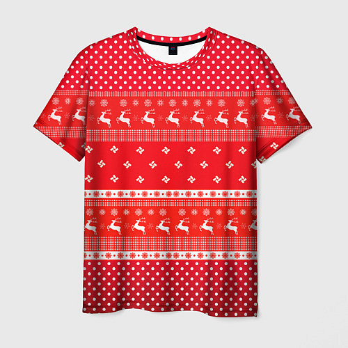 Мужская футболка Праздничный красный свитер / 3D-принт – фото 1