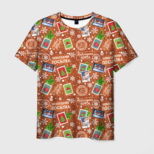 Мужская футболка Новогодняя почта / 3D-принт – фото 1