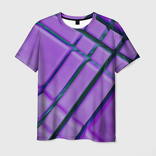 Мужская футболка Фиолетовый фон и тёмные линии / 3D-принт – фото 1