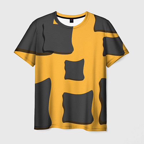 Мужская футболка Оранжевая абстракция и тёмные фигуры / 3D-принт – фото 1