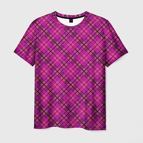 Мужская футболка Малиново розовый узор в клетку / 3D-принт – фото 1