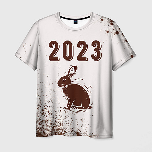 Мужская футболка 2023 Кролик силуэт на светлом / 3D-принт – фото 1