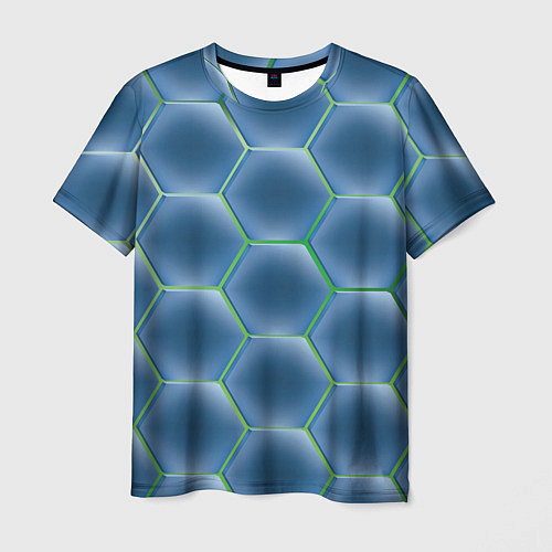Мужская футболка Синии шестигранники / 3D-принт – фото 1