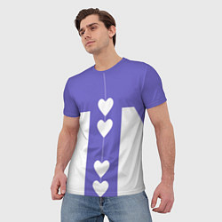 Футболка мужская Белые сердца на фиолетовом, цвет: 3D-принт — фото 2