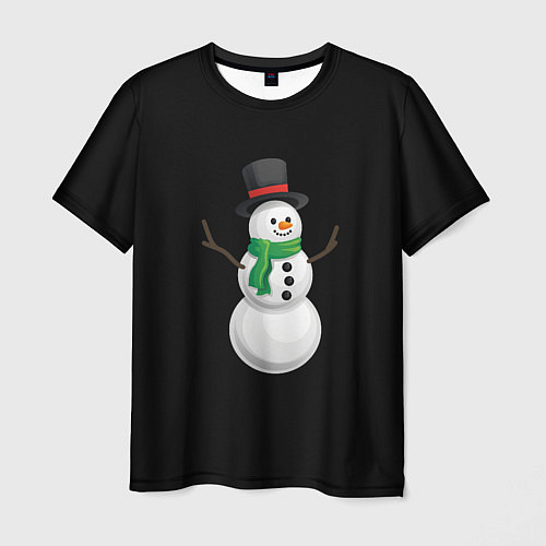 Мужская футболка Новогодний снеговик с шарфом / 3D-принт – фото 1