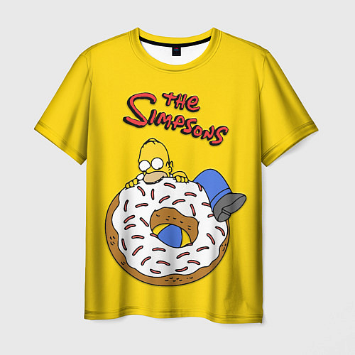 Мужская футболка Гомер Симпсон ест пончик / 3D-принт – фото 1