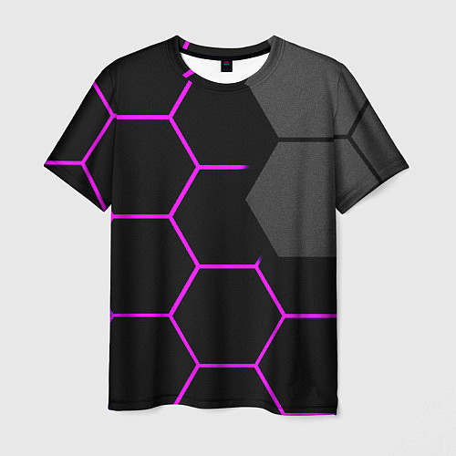 Мужская футболка Крупные неоновые соты / 3D-принт – фото 1