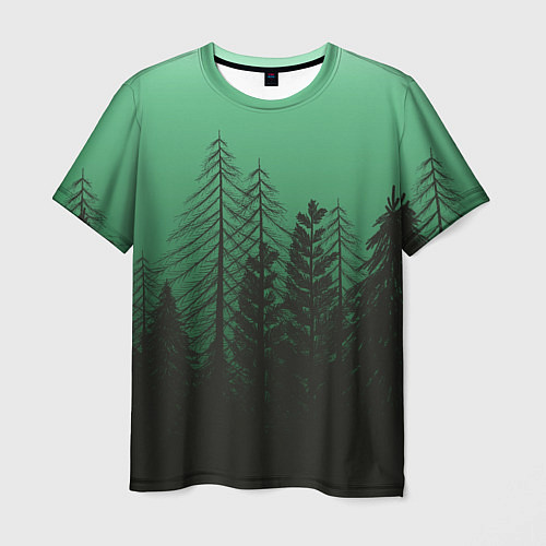 Мужская футболка Зелёный туманный лес / 3D-принт – фото 1