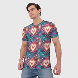 Футболка мужская Паттерн пылающие сердца, цвет: 3D-принт — фото 2