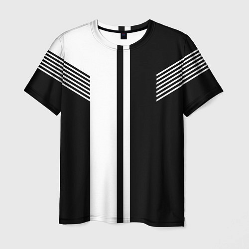 Мужская футболка Чёрные и белые полоски / 3D-принт – фото 1