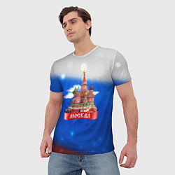 Футболка мужская Москва на фоне флага России, цвет: 3D-принт — фото 2
